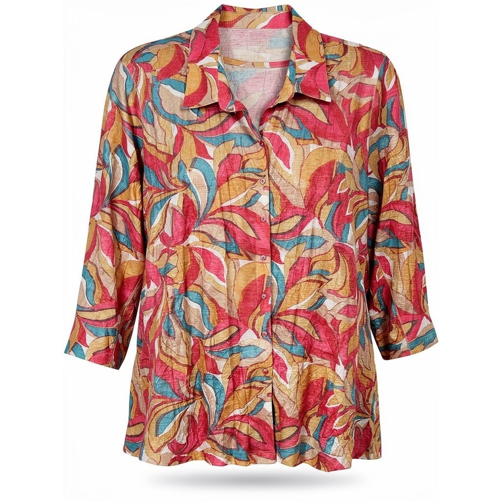 NEW Ali‎ Miles Women's 3X Pink Abstract Leaf Print 2 Pc Set Button Shirt Tank